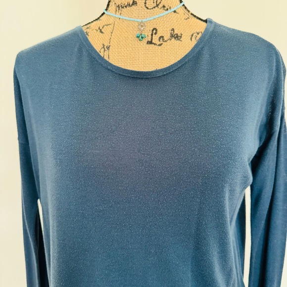 H&M Basics Womens Teal Blue Long Sleeve Crewneck Tee Shirt Size XS - Picture 2 of 8